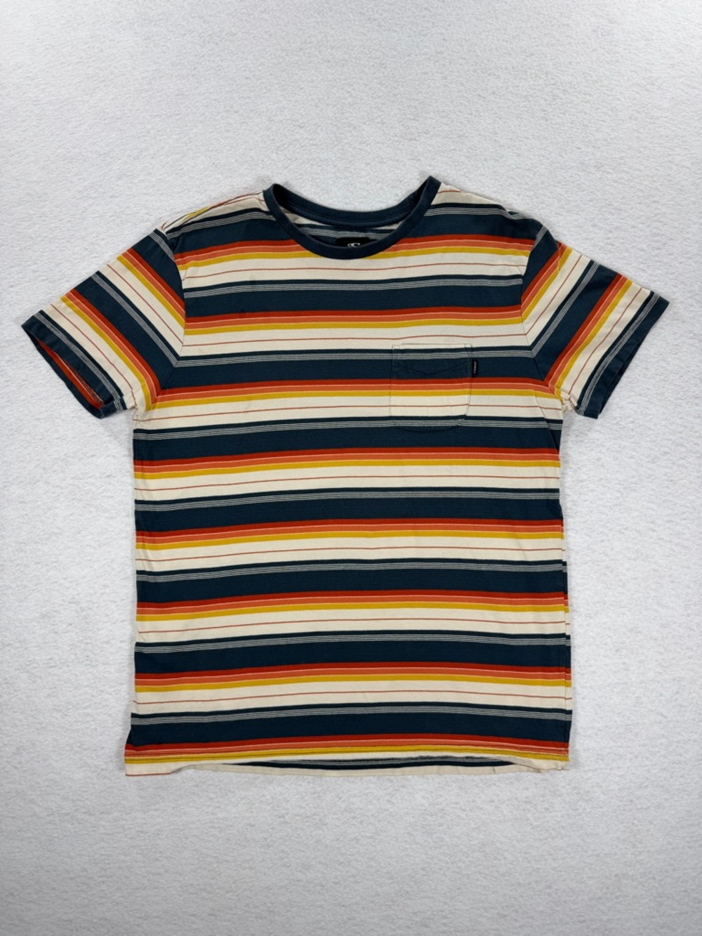 O'Neill Multicolor Striped Pocket Tee - Navy, Cream, Red & Yellow Sz XL
